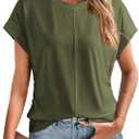 Dokotoo Spring Tops for Women 2025 Cap Sleeve Side Ruched Summer Tops for Women Trendy Women Clothing (S)