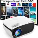 Outdoor Projector with Screen, Mini Projector for Home Theater, 1080P and 240" Supported Movie Projector 7500Lux Portable Video Projector Compatible with Smartphone/TV Stick/PS5/PC/Laptop