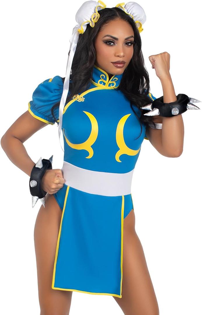 Leg Avenue Women's Street Fighter ChunLi Costume (Blue), Small / Medium