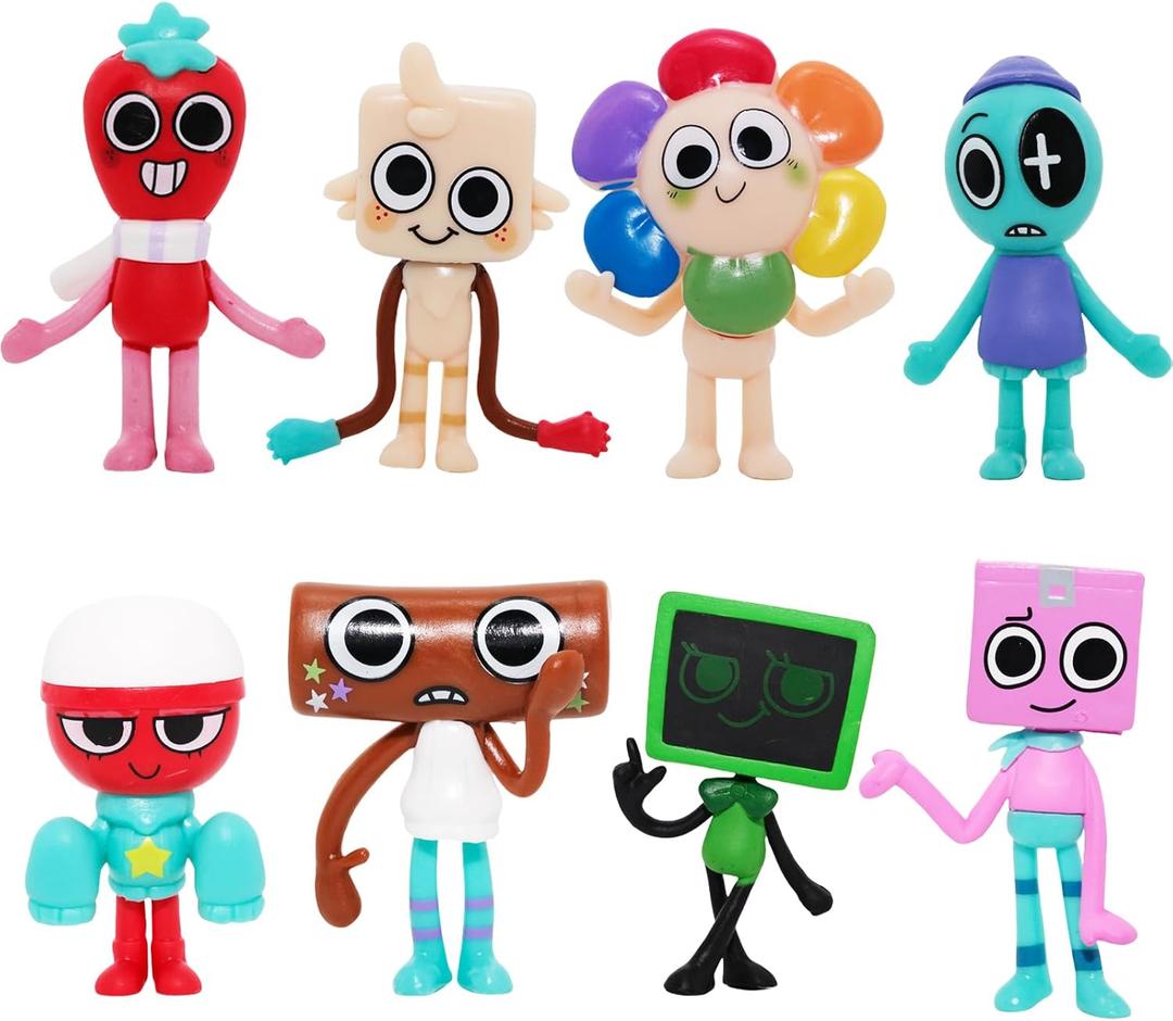 Colorful Plastic Figure Set, 8-Piece Character Toy Collection with Self-Standing Design