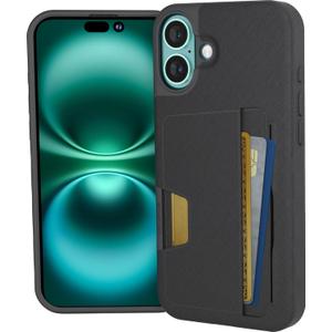 Smartish iPhone 16 Plus Wallet Case - Wallet Slayer Vol 2 [Slim + Protective] Credit Card Holder w/Kickstand - Drop Tested Hidden Card Slot Cover Compatible w/Apple iPhone 16 Plus - Black Tie Affair