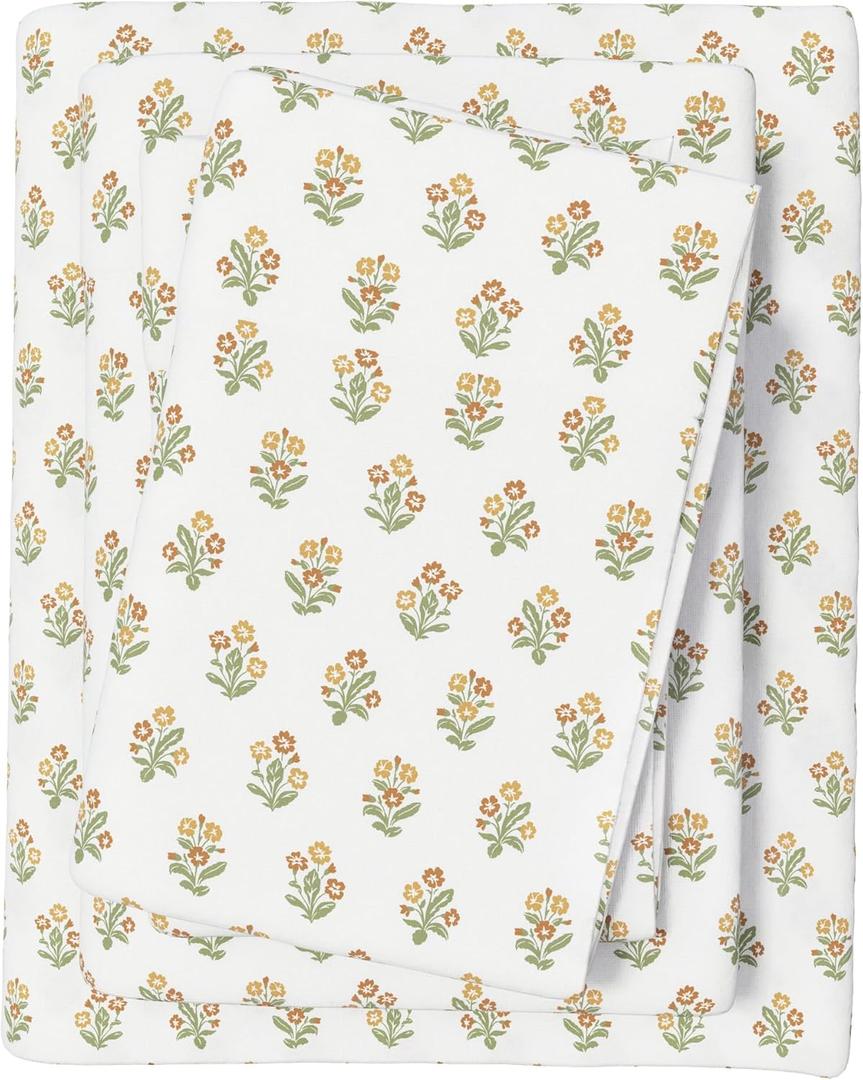 Great Bay Home Flannel Sheet Set Queen Size - 100% Turkish Cotton, Double-Brushed, Winter Floral Bed Sheets - Ultra-Soft, Cozy, 4-Piece Bedding Set (Flowerbuds)