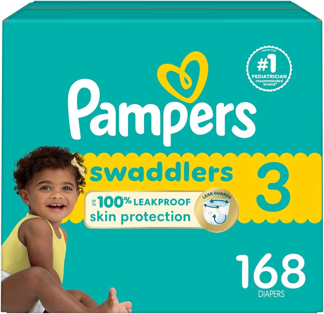 Pampers Baby Diapers - Swaddlers - Size 3, 168 Count, Ultra Absorbent Disposable Infant Diaper