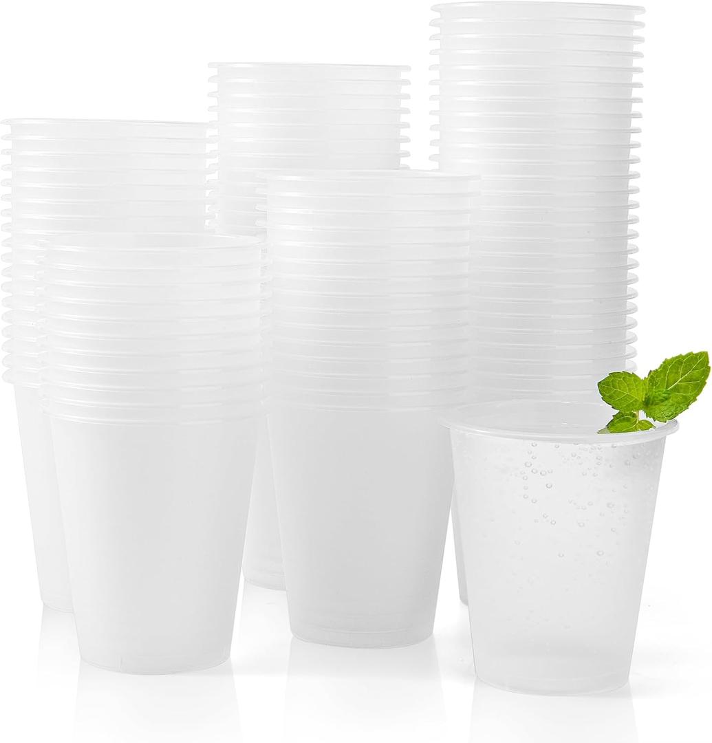 100 Pack Frosted Plastic Cups Clear Disposable Drinking Cups Bulk for Wedding Reception Stadium Birthday Party Supplies,12 Oz
