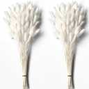 120 PCS White Dried Pampas Grass Decor, 17-inch Pompas Floral, Dry Flowers for Decoration, Pampas Grass in Bulk Tall, White Bunny Tails Dried Flowers for Boho Wedding