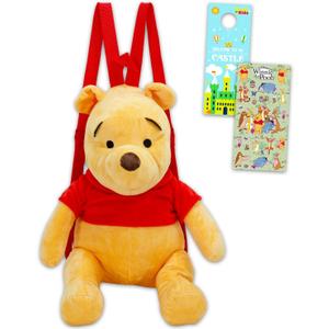 Winnie The Pooh Plushie Backpack Set - Bundle with 16" Disney Plush Doll with Carrying Straps Plus Stickers, More | Pooh Bear Plush Bag
