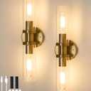 8000mAh Battery Operated Wall Sconce with Remote Control, 22 Inch Gold 3000K/4500K/6000K Rechargeable Wall Sconce, Crystal Bubble Wireless Wall Lights, Sconces Wall Decor Set of 2 for Living Room