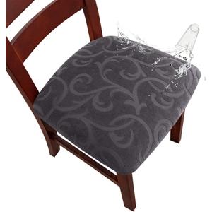 Genina Chair Seat Covers Waterproof Dining Room Chair Covers 6 Pack Stretch Seat Covers for Dinning Room Chair Protector Slipcover for Kitchen, Hotel (6, Flower Pattern-Dark Gray)