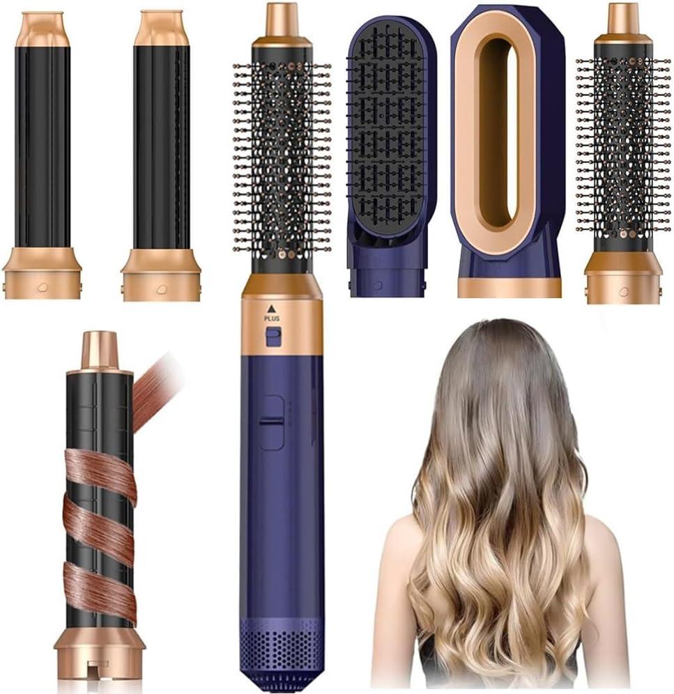Hair Dryer Brush, 5 in 1 Multi Hair Styler, 110,000 RPM High-Speed Negative Ionic Hair Dryer Fast Drying- Professional Blow Dryer Brush for Curling Volumizing Straightening Waves Styling - Salon Tools (Dark Blue)