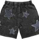 VIPWOLF Men's Star Graphic Y2k Shorts Drawstring Waist Distressed Vintage Track Shorts Streetwear, XL
