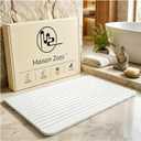 Stone Bath Mat Diatomaceous Earth Shower Mat Non-Slip Ultra Absorbent Durable Stone Mats for Bathroom/Kitchen Fast-Drying Modern Design Easy to Clean (24''*16'' White), 23.6" x 15.4"