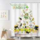 SVBright St. Patrick's Day Shower Curtain 72Wx72L Inch Cat Kids Cute Funny Cartoon Animal Spring Lucky Shamrock Clover Leaves Gold Coin 12 Pack Hooks Polyester Waterproof Fabric Bathroom Bathtub Panel