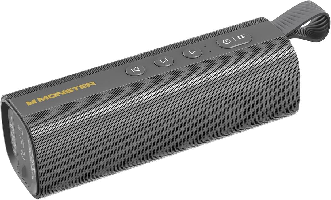 Monster S290 Bluetooth Speaker, Portable Bluetooth Speaker With 30W Loud Stereo Sound, Bluetooth 6.0, 15H Playtime, TWS Pairing, Support AUX/TF Card, IPX6 Waterproof Wireless Speaker for Home, Outdoor (grey)