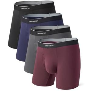 DAVID ARCHY Men's Underwear Breathable Second Skin Soft Modal Boxer Briefs for Men Pack 4, Wide Waistband No Ride Up L