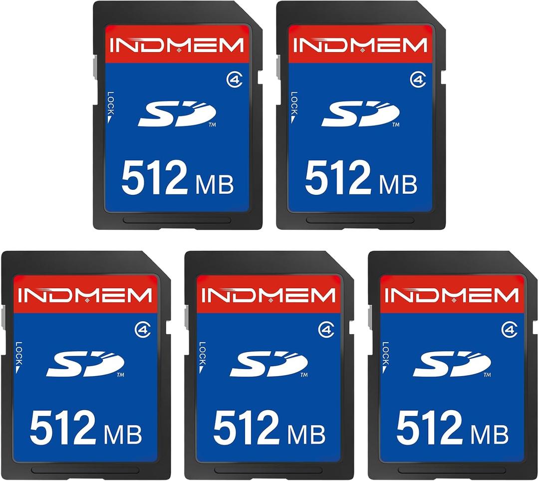 512MB SD Card (5 Pack), SD Flash Memory Cards UHS-I U1 Class 4 High-Speed Full HD Video Compatible with Digital Point-and-Shoot Cameras, HD Camcorders, DSLR and PC