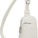 INICAT RFID Blocking Sling Bag Leather Crossbody Bags for Women Fanny Pack Cross Body for Woman Chest Bag for Travel 1.9L (Off-white)