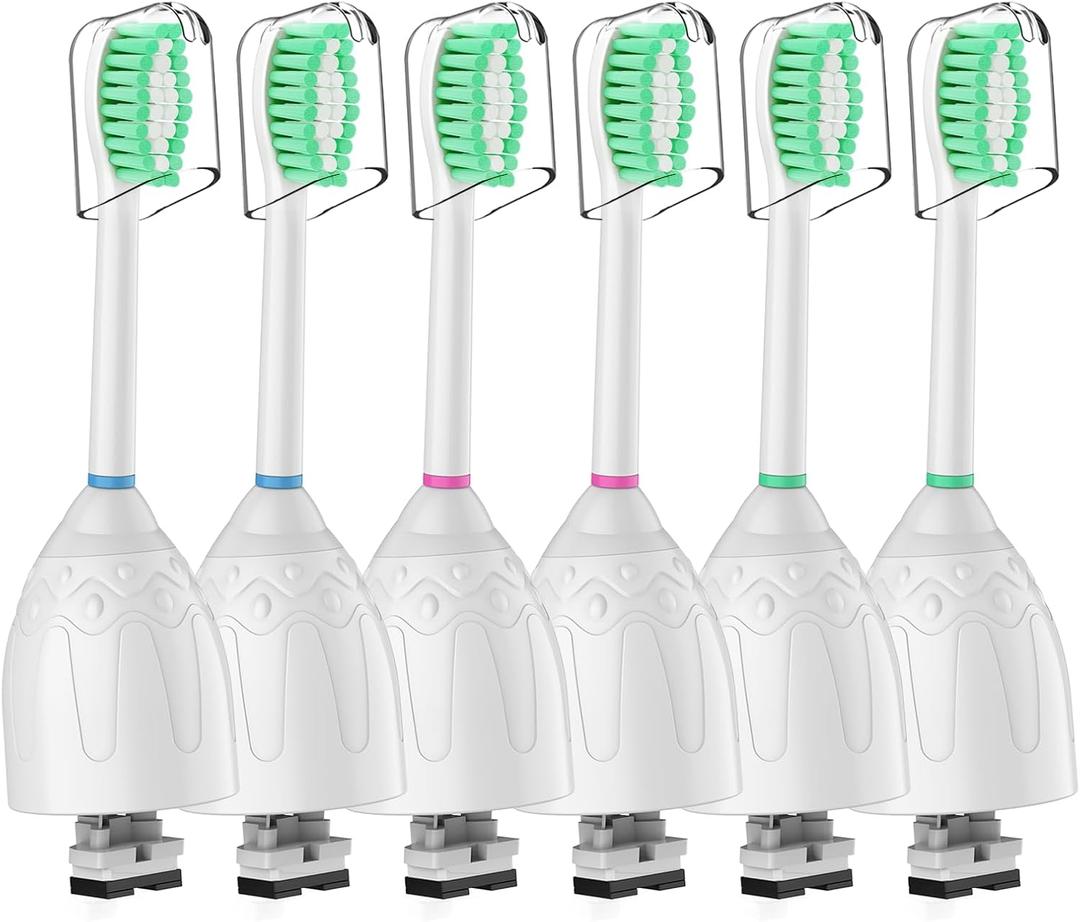 Toothbrush Heads for Philips Sonicare Replacement Brush Heads Medium Soft Dupont Bristles Electric Toothbrush Replacement Heads Fit E-Series Essence Xtreme Elite Advance and CleanCare, 6 Pack