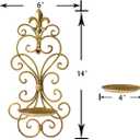 Wall Sconces Candle Holder Set of 2, Metal Wall Decorations Hanging Wall Mounted Candle Sconces for Living Room Dining Room (Gold)