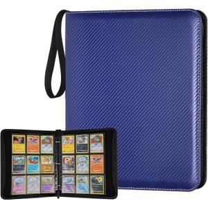 GERMUN 9 Pocket Card Binder, Premium Zip Trading Card Binder, 720 Double Sided Pocket PU Card Collection Binder, Collector Card Album, Card Folder for MTG, TCG, Sports Cards, Game Cards (Carbon Blue)