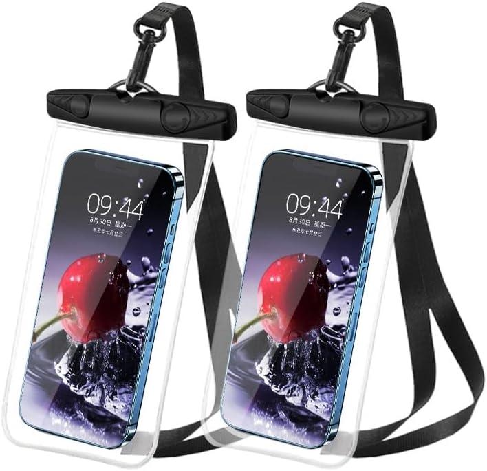 Waterproof Phone Pouch, New Lock Design Waterproof Phone case with Lanyard IPX8 Waterproof Dry Bag Universal Beach Cruise Essentials Black