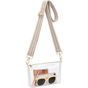 2 x FANGSUN Clear Bag for Stadium Events, Clear Purses for Women, Transparent Crossbody Stadium Bag for Concert, Sport (Beige Herringbone)