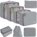 BAGAIL 8 Set Packing Cubes Luggage Packing Organizers for Travel Accessories-Pewter Color
