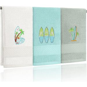 3 Pack Summer Surfboard Hand Towels for Bathroom 100% Cotton Embroidered Beach Bathroom Towels 13.78 x 29.53 Inch Soft Absorbent (Green Series, Surfboard) 3 Pack Summer Surfboard Hand Towels for Bathroom 100% Cotton Embroidered Beach Bathroom Towels 13.78 x 29.53 Inch Soft Absorbent (Green Series, Surfboard)