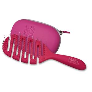 Detangling Hairbrush with Soft Bristles and Protective Case | Lightweight, Portable, Anti-Slip Handle | Suitable for Wet and Dry Hair - For All Hair Types (Sports Pink)