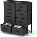Sweetcrispy Dresser for Bedroom with 8 Storage Drawers, Tall Large Fabric Storage Tower Organizer, Chest of Drawers with Metal Frame Wooden Top for Closet, Living Room, Entryway, Black (31.5"D x 11.8"W x 36.4"H (8 Drawers))