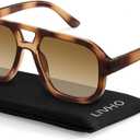 livho Trendy Polarized Square Aviator Sunglasses Women Men Square Eyewear Frame, Retro Sun Glasses for Women Men 2025 Shades (Brown Tortoise/Brown)