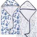 Burts Bees Baby Infant Hooded Towels Hello Moon! Organic Cotton, Unisex Bath Essentials and Newborn Necessities, Soft Nursery Towel with Hood Set, 2-Pack Size 29 x 29 Inch