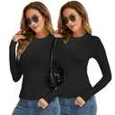 Women Thermal Shirts, Base Layer Long Sleeve Workout Tops Winter Warm Fleece Lined Underwearshirt for Skiing Running (Black, XXL)