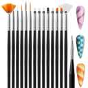 Artdone 15pcs Pink Nail Art Brushes, Nail Art Tool Set, Dotting Tools, Dust Brush, Striping Brushes for Long Lines, Drawing Pen For Gel Polish Design supply