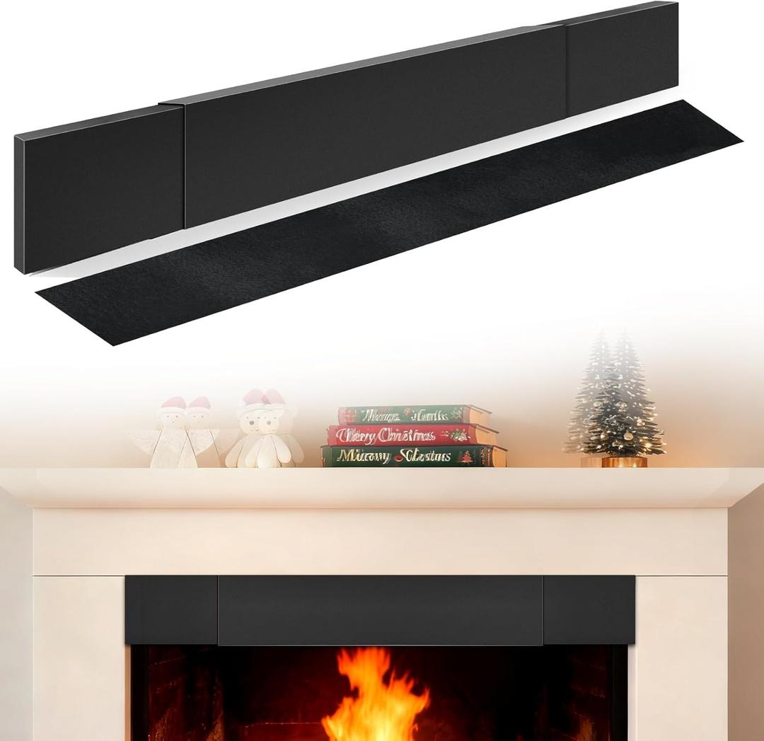 Adjustable Fireplace Smoke Guard, Fireplace Hood Heat Deflector 4 inches Height, for 28 to 48" Fireplace Hood Heat Shield,Heat Shield for TV Above Fireplace,with Insulation Cotto