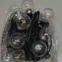 Outdoor String Lights 25 Feet G40 LED Patio Lights, Plug-in, 13 Plastic Edison Bulbs(1 Spare), Waterproof Connectable Hanging Light for Backyard Porch Balcony Party Decor, E12 Base, Black