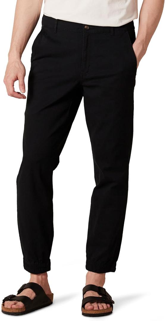 Amazon Essentials Joggers for Men, Cotton, Slim-Fit, Comfortable, Stylish (Large, Black)