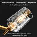 6-Light Gold Chandelier for Dining Room Farmhouse Chandeliers with Water Ripple Wine Glass Shades Adjustable Height Hanging Pendant Lights for Kitchen Living Room Bedroom Entryway, 6-Light Stone-Textured Glass