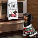 Miss Adola Dog Funny Kitchen Towels - 15x28 Inch Decorative Waffle Microfiber Dish Cloths Cute Absorbent Reusable Hand Tea Towels with Hanging Loop Dachshund Gift for Dog Lovers