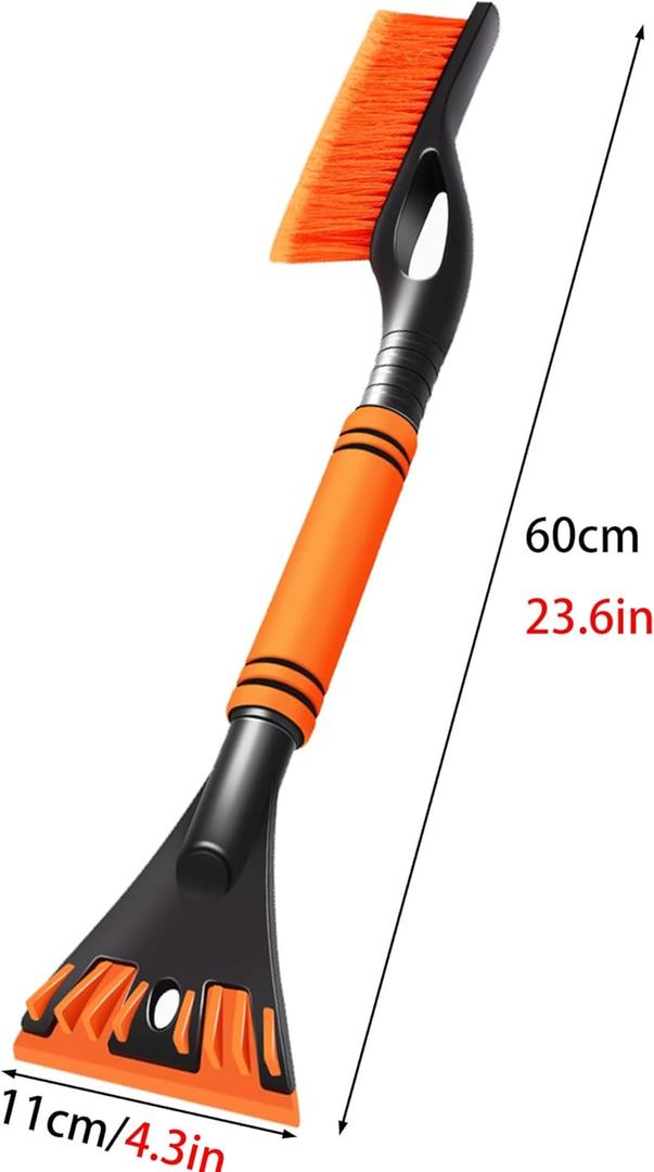 Detachable Snow Brush and Ice Scraper for Car Windshield - 23.6" Scratch-Free Snow Remover with Comfortable Foam Grip for Car Windows and Roof(Orange)