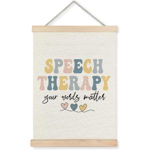 ignytiger Mental Health Speech Therapy Wall Art Poster Framed, SLP Speech Therapy Your Word Mattes Mental Health Canvas Wall Art Prints for Therapist Counselor Office Decor, 12x16 Inches (GUAHAU-Preppy Space)