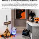 Halloween Witches Decor, Witches Broom Halloween Decor, Animated Floating Broomstick for Spooky Sounds, Haunted Party Decorations, Light-up Dancing Magic Witch Broom Porch Decor