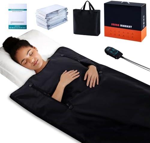 LTTECH Portable Infrared Sauna Blanket for Home Relaxation Far Infrared Sauna Blanket Infrared Blanket Sauna with 86–158 °F Temp Range