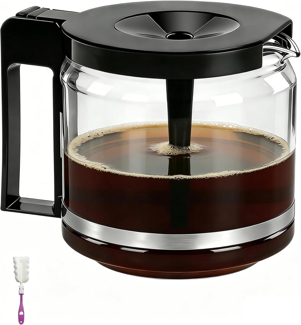 Carafe Replacement for Technivorm 89830 1.25L Glass Carafe, 10Cup/40oz Coffee Pot Compatible with Moccamaster KBG/KBGV/CDG Model Brewer, External Metal Ring Reinforcement.