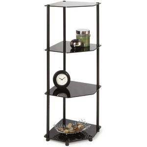 Convenience Concepts Designs2Go Classic Glass 4 Tier Corner Shelf, Black Glass