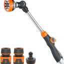 LangRay Watering Wand, 18.5 Inches Long Garden Hose Wand with 180 Swivel Head, 8 Spray Patterns, Adjustable Garden Sprayer Wand with 2 Hose Connectors 1/2 Inch and 1 Nozzle