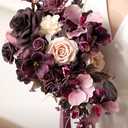 Ling's moment Purple Bridal Bouquet Cascading, Plum Wedding Bouquets for Bride, 13 Inch Bride Bouquets for Wedding Artificial Flowers Bouquets