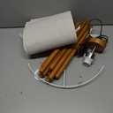 Wood Tripod Floor Lamp, Mid Century Modern Design with Flax Lampshade and Foot Pedal Switch, for Living Room Bedroom Home Office Dining Room (US Plug 110V)