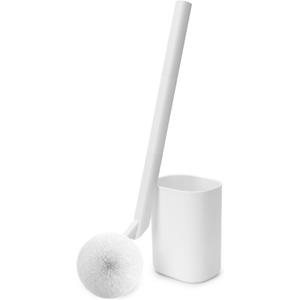 Toilet Brush and Holder Set, Toilet Bowl Cleaner Brush White, Scrubber Brush for Bathroom, Rv, Bathtub, Litter Box, Waste Bin