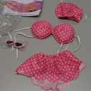 Porch Goose Summer Outfit for Cement or Plastic Goose 23'' Lawn Patio Statue, Bikini Goose Clothes, Hawaiian Goose Outfit with Hat Sunglasses & Swimming Ring for Outdoor Garden Yard Decor (Pink)