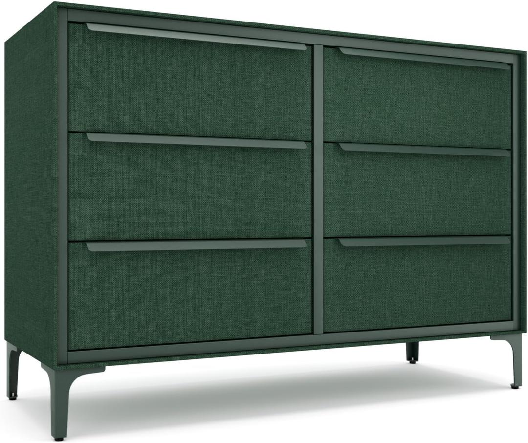 tinge Naima 6-Drawer Premium Fabric Dresser for Bedroom, Waterproof, Green, 14"D x 39.5"W x 28"H